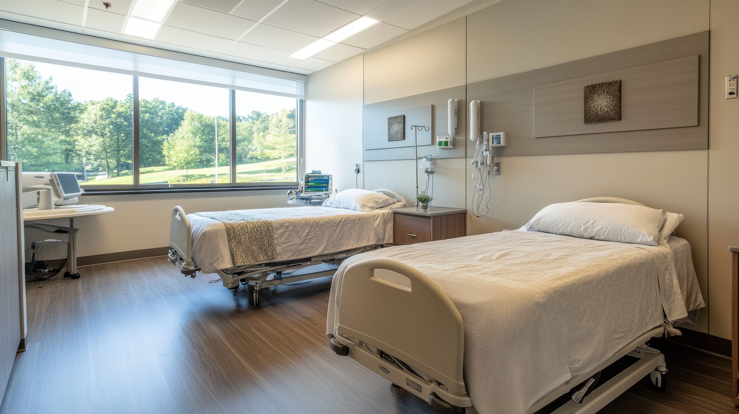 Ziekenhuis zorg kamer schoon gemaakt voor de volgende patiënten.